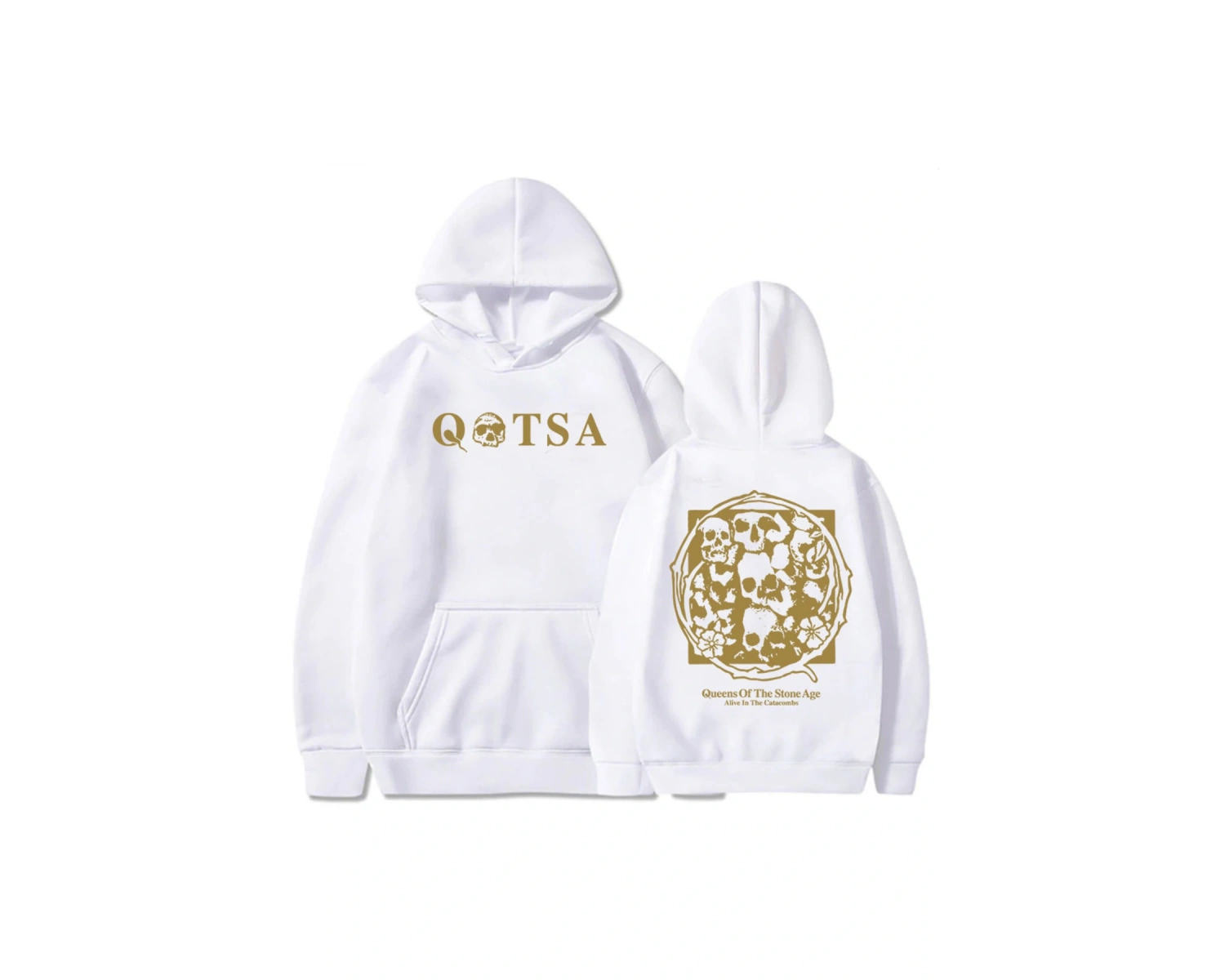 Beyaz Unisex Katakomolarda Canlı Kapüşonlular TAŞ YAŞIN KRALIÇELERİ QOTSA Bandek Kapş