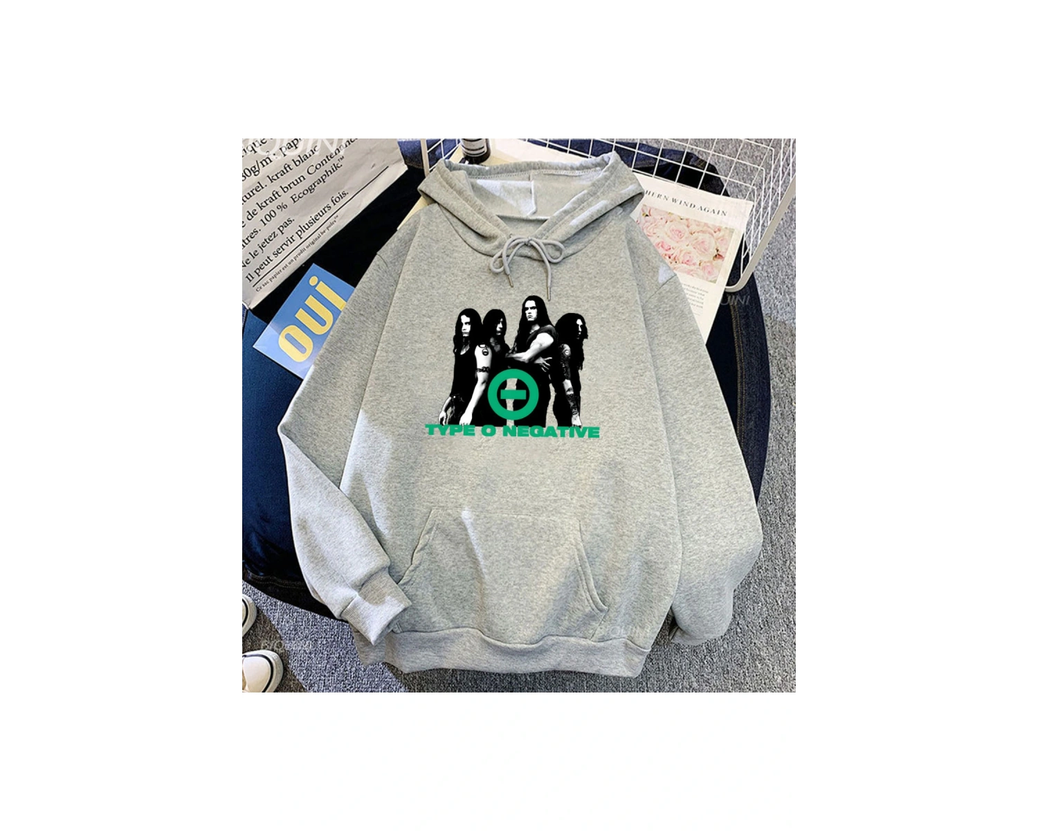 Beyaz Unisex Kaya zihinsel bant tipi O negatif deras rahat erkekgrafik