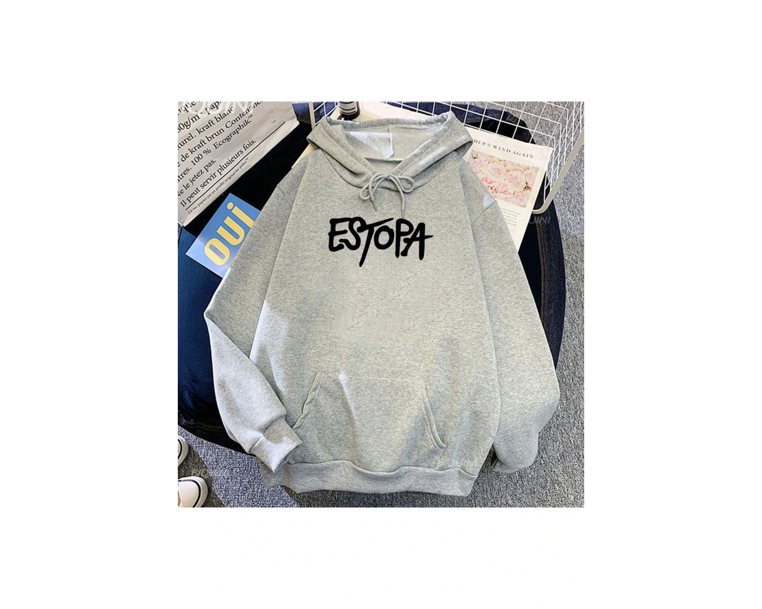 Beyaz Unisex KayaRumba Duo pa HoodiesekStreetwear ağır zihinsel