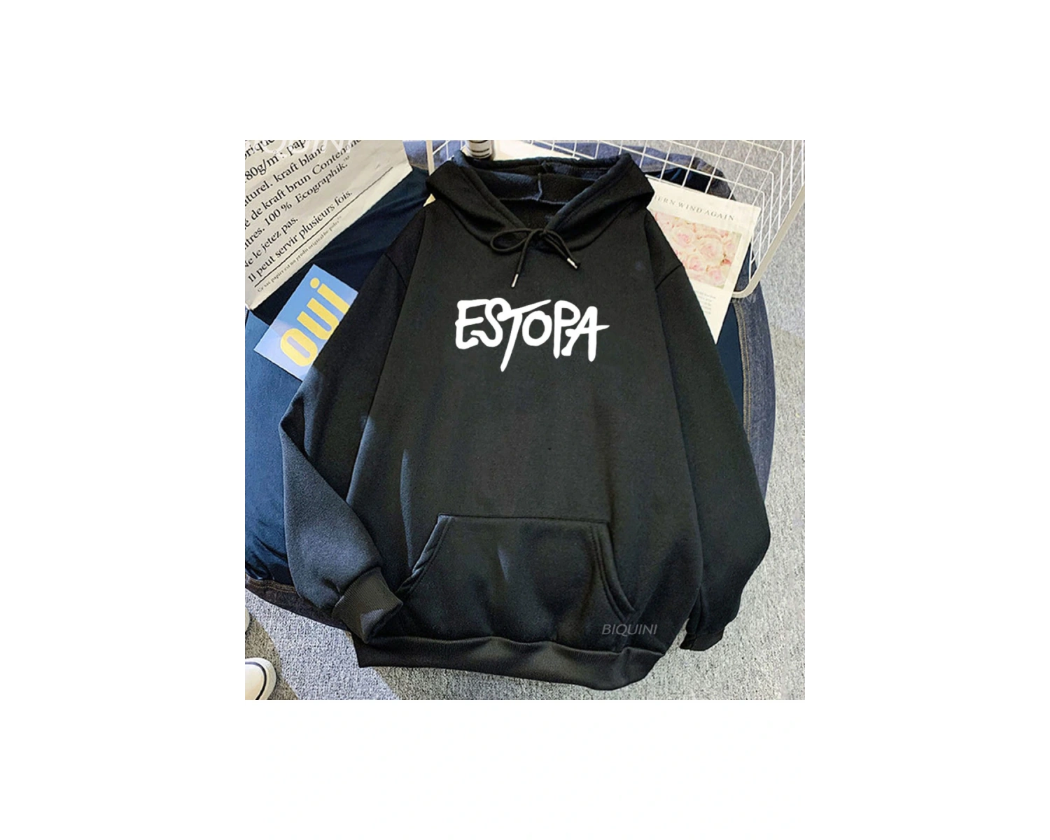 Beyaz Unisex KayaRumba Duo pa HoodiesekStreetwear ağır zihinsel