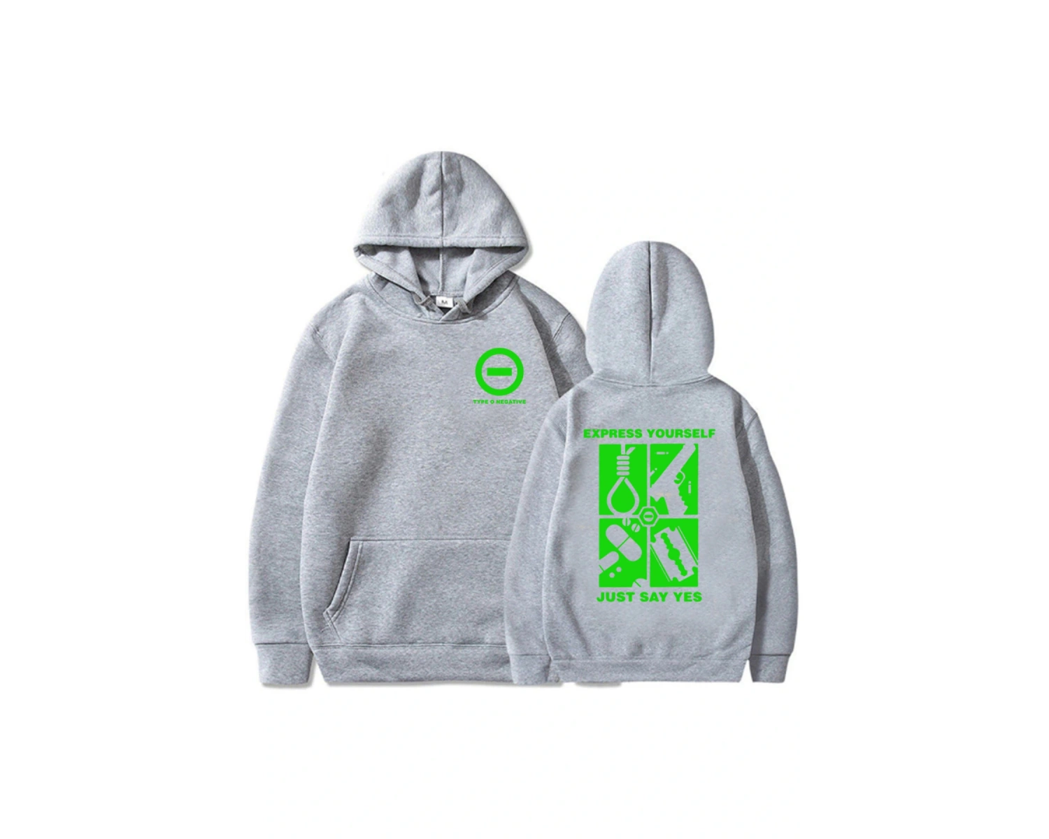 Beyaz Unisex Kendinizi İfade Edin Sadece Evet Söyle Kapüşonlular Tip O Negatif Rock Grubu Uzun Kol