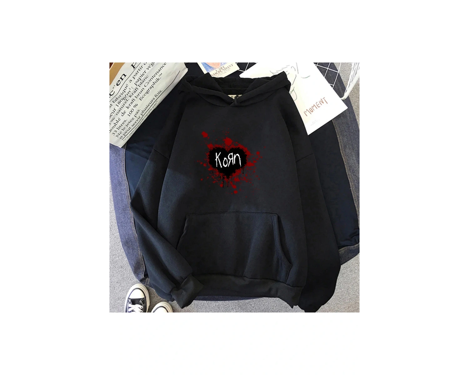 Beyaz Unisex Korn Band Ağır Zihinsel Hoodie Funko Pop D