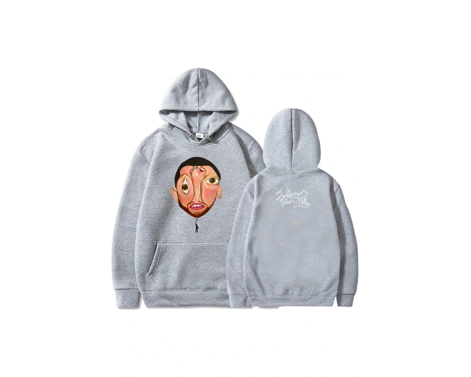 Beyaz Unisex MaccMiller Balon Silk Albümü 2025 Baskı Kapüşonlular Hip Hop Sokak Şıklığı Ye
