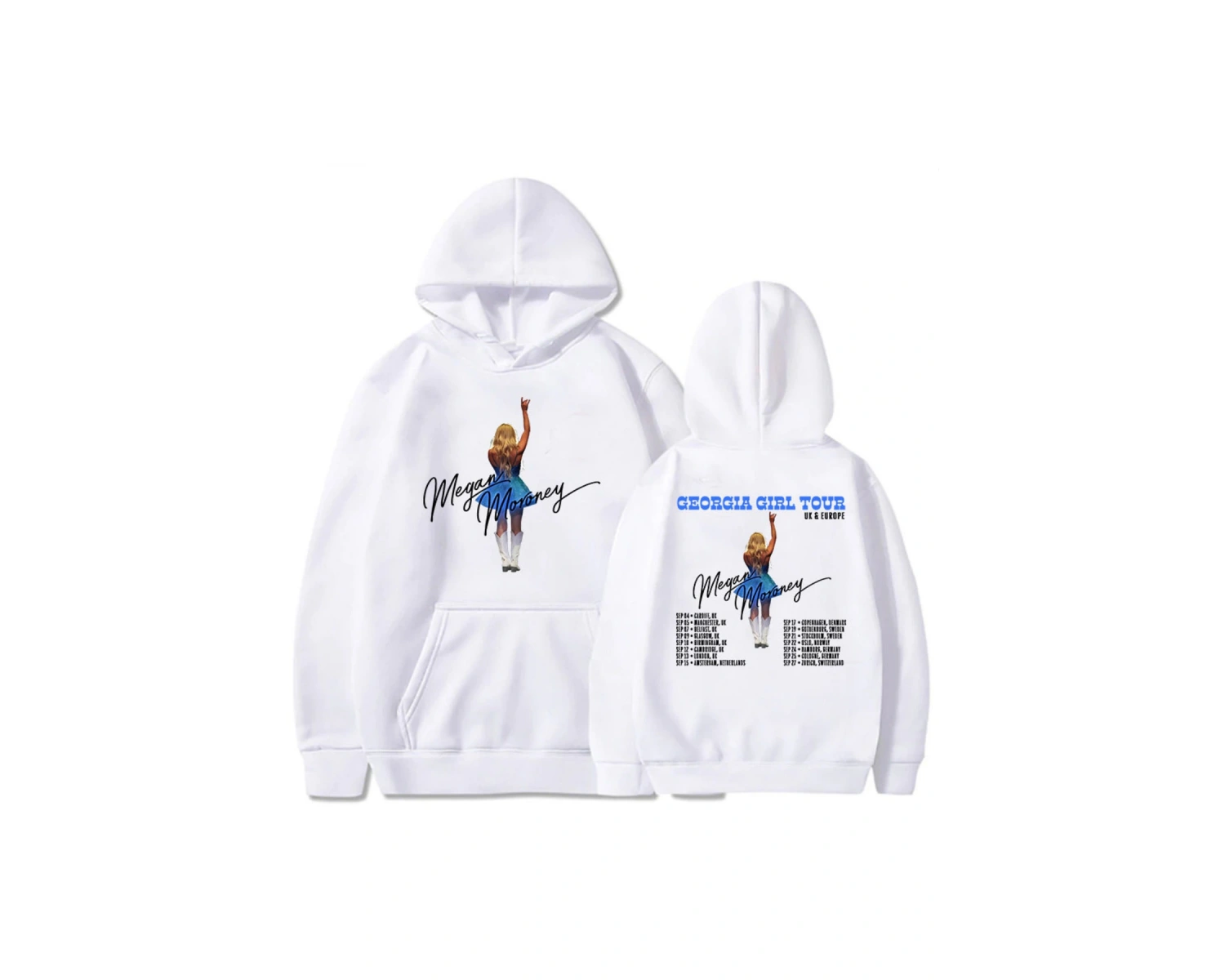 Beyaz Unisex Megan Moroney Georgia Kız Turu Kapüşonlular 2025 Albümü 6 Ay Sonra Sıcak Ka