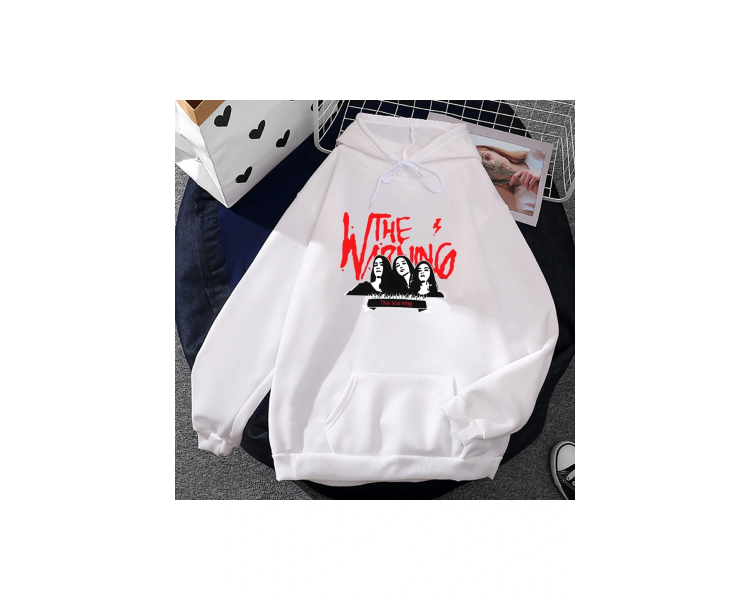 Beyaz Unisex Men Clothes The Warning Band Hip Hop Graphic Fashion Heavy Mental Style