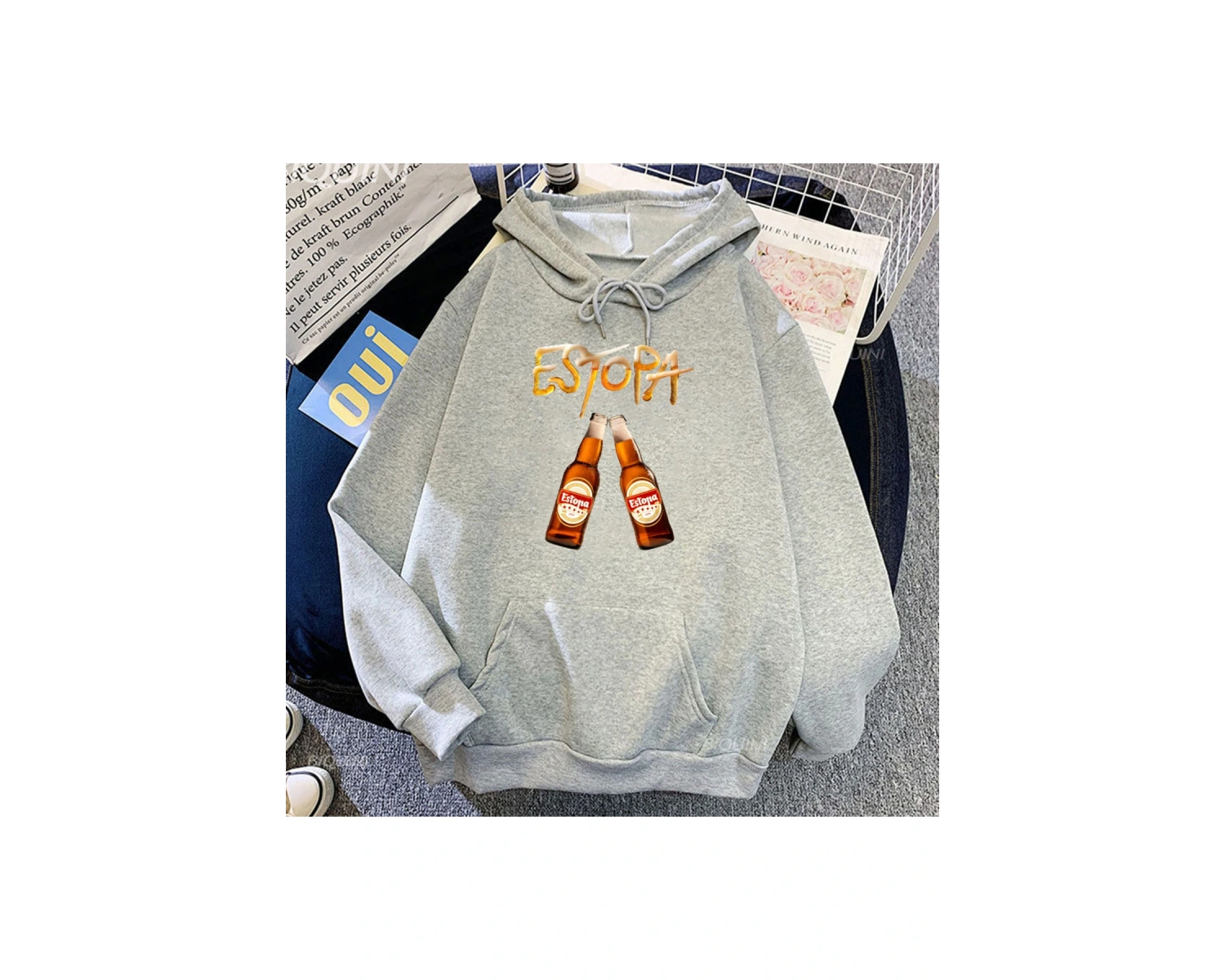 Beyaz Unisex Moletom kıyafetleri Rock pa kayaRumba Duo kapşonlu