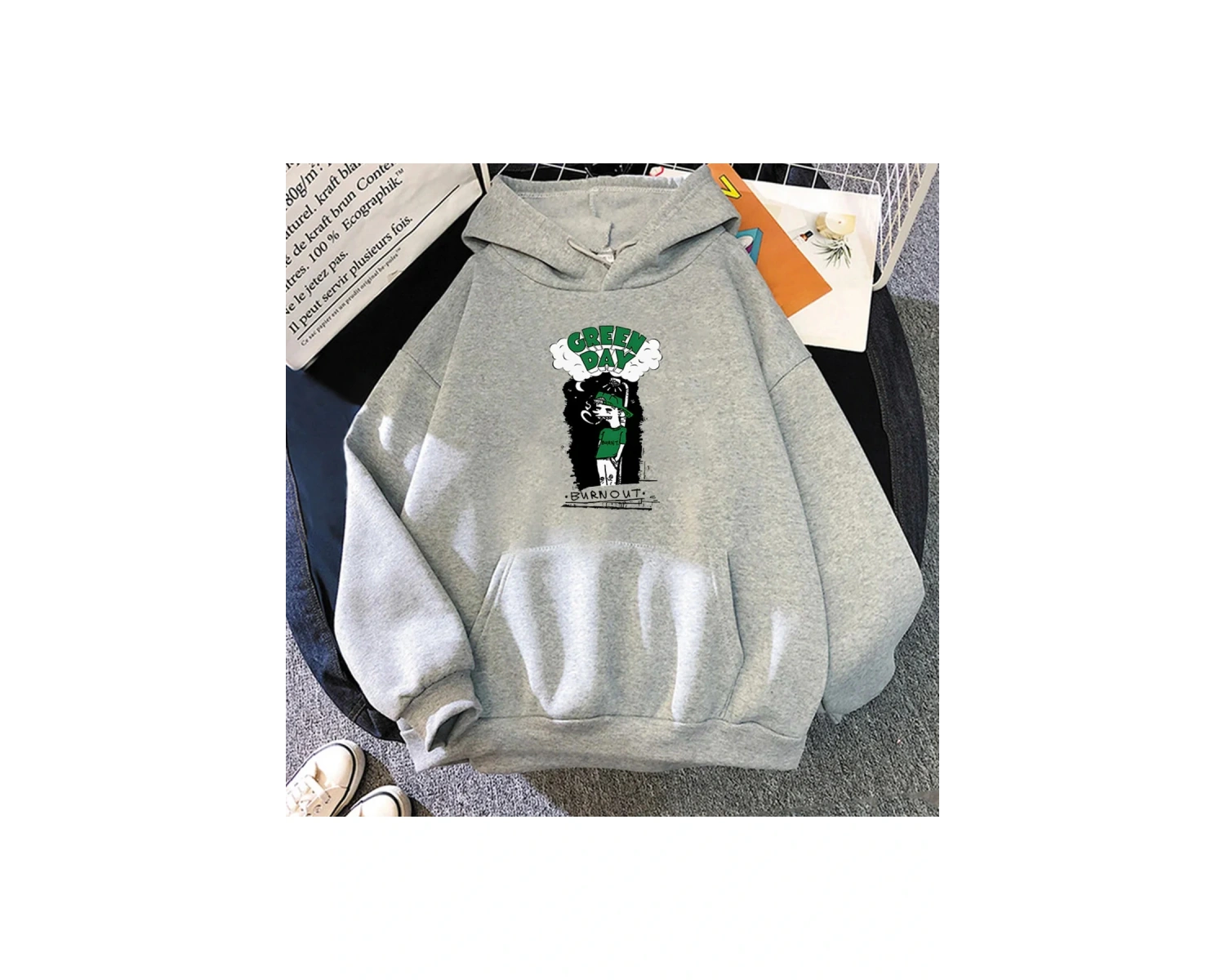Beyaz Unisex Müzik G-yeşil Gün Rock Grubu Estetik Kapşonlu Hip Hop Ağır Zihinsel Sweatwear Çift K