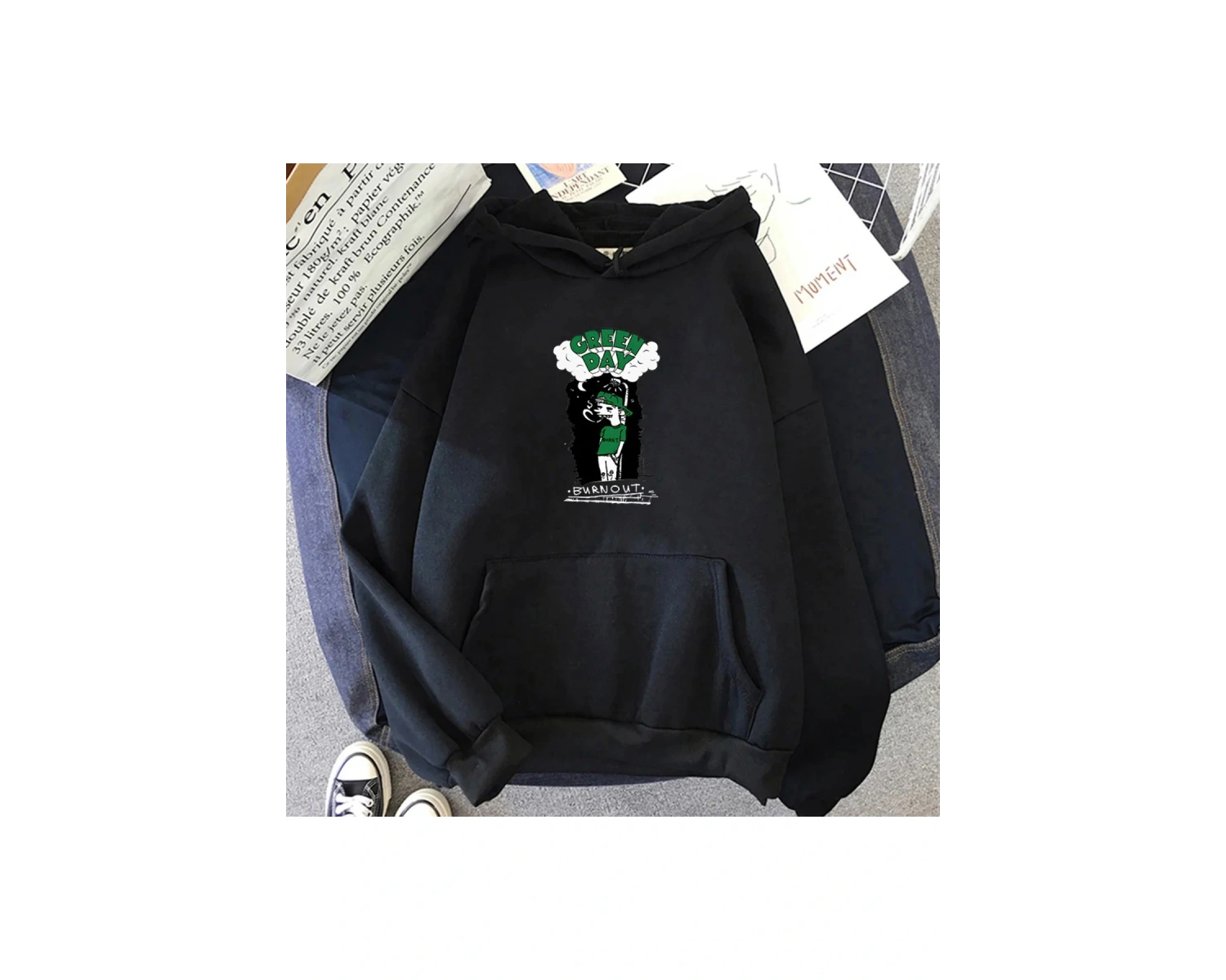 Beyaz Unisex Müzik G-yeşil Gün Rock Grubu Estetik Kapşonlu Hip Hop Ağır Zihinsel Sweatwear Çift K