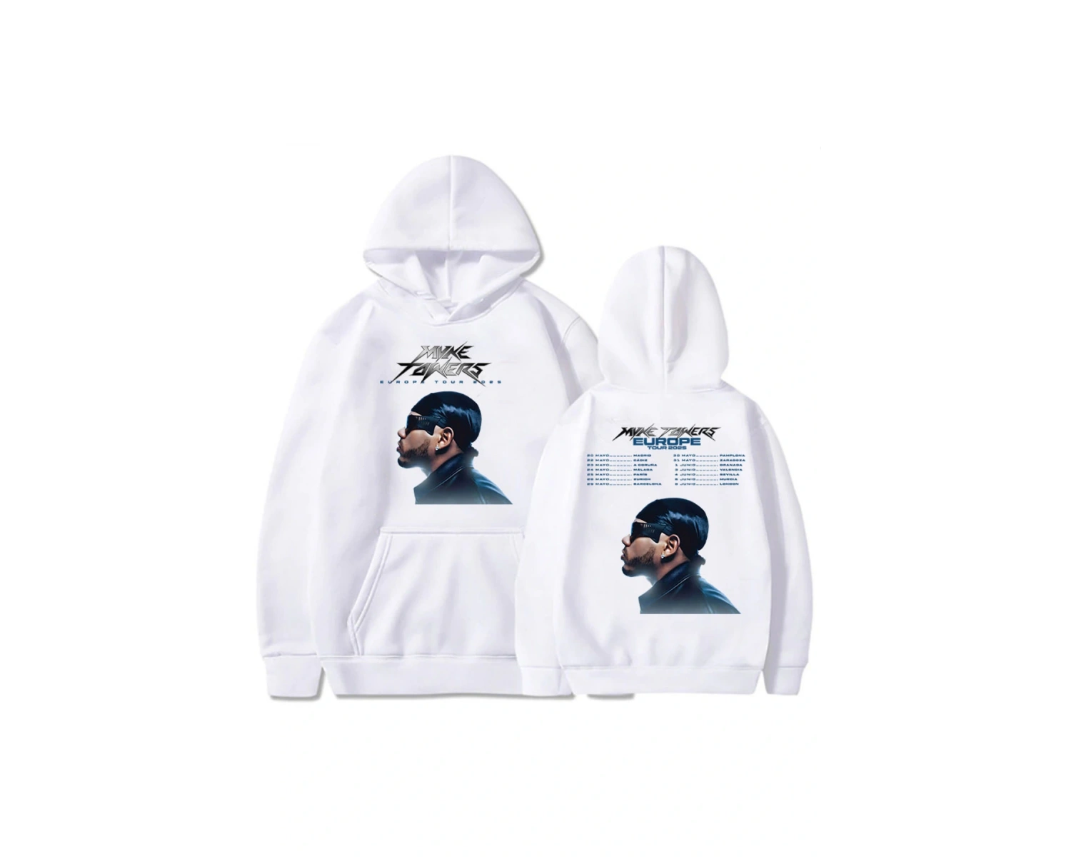 Beyaz Unisex Myke Towers Avrupa Turu Casual ErkekSokak