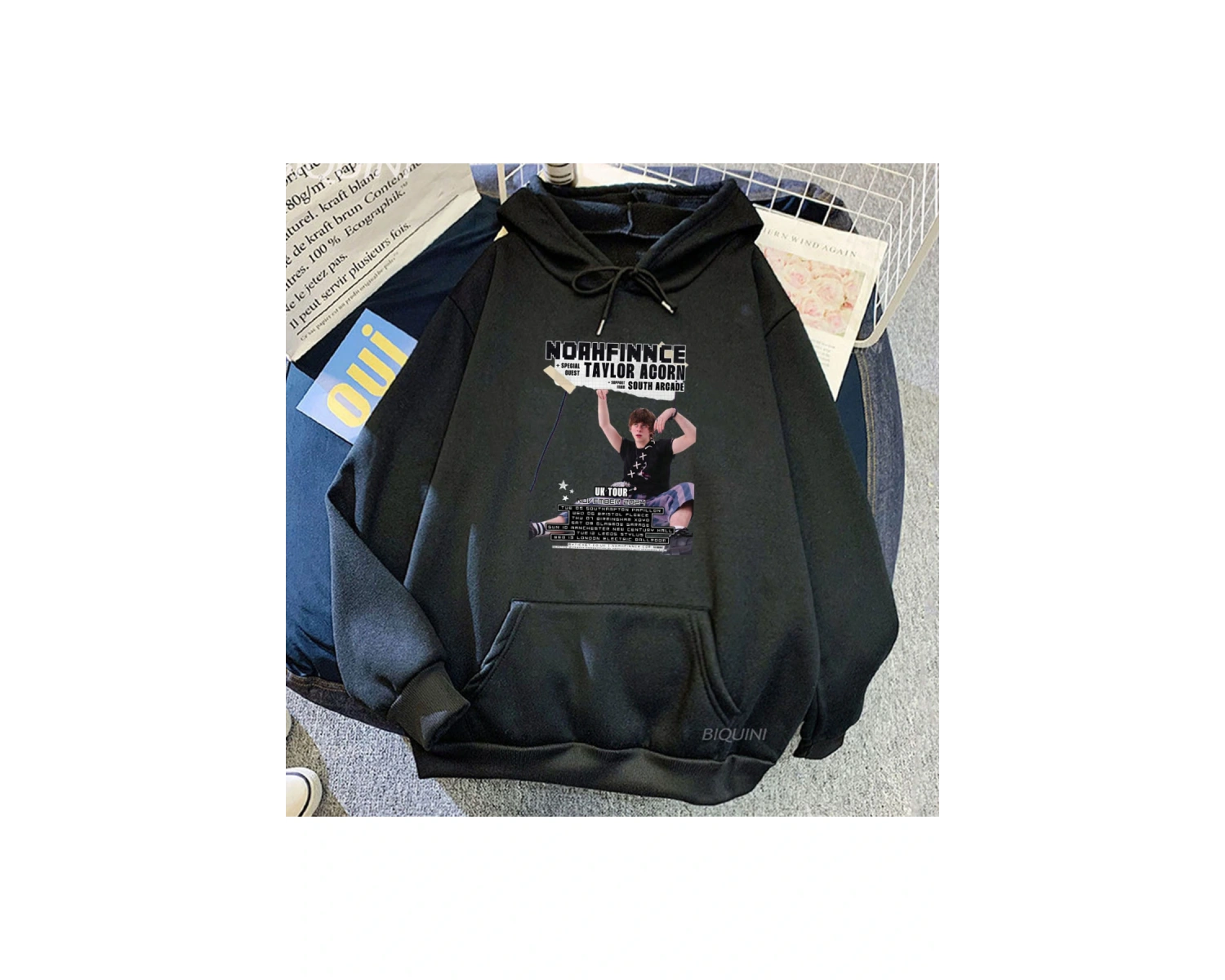 Beyaz Unisex Noahfinnce tur İngiltere Hoodiesekler kapüşonlu komik grafik