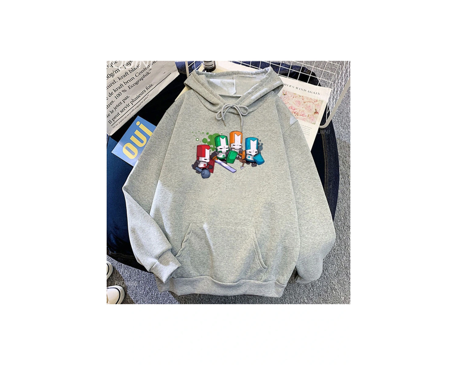 Beyaz Unisex Oyun kalesi-kırıcılar grafik giyim rahat kapüşonlu Streetwe