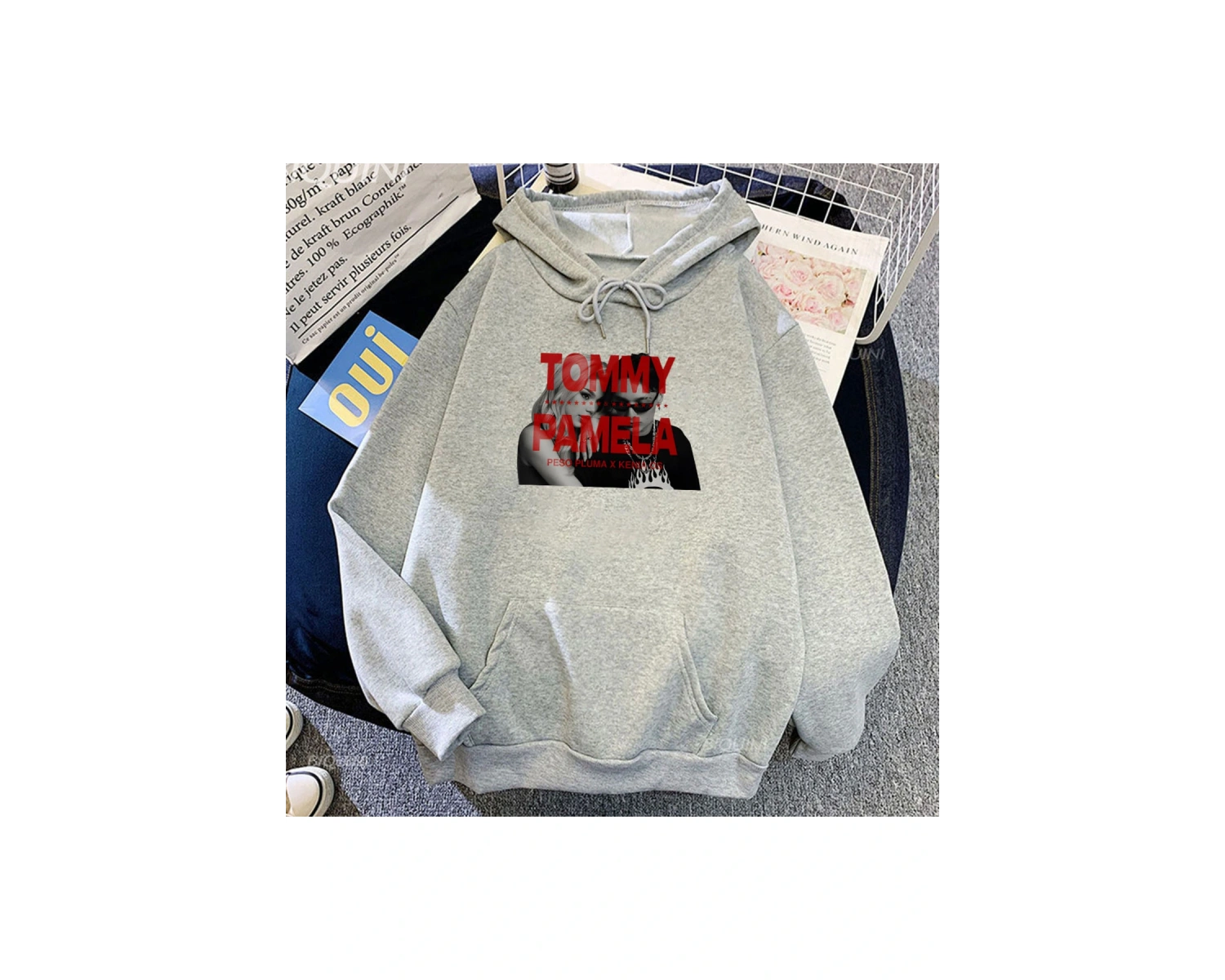 Beyaz Unisex Peso Pluma Kenia Os Kapüşonlular TOMMY & PAMELA Şarkı Grafik okak Hip