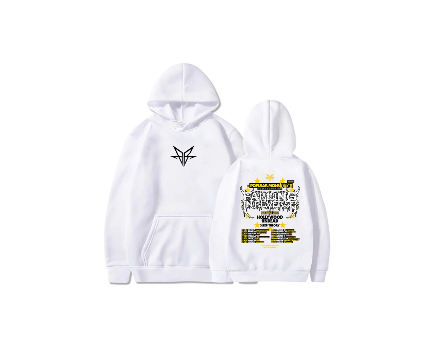 Beyaz Unisex Popüler Mons tur giyim ters bant içinde düşen grafik Hip Hop He