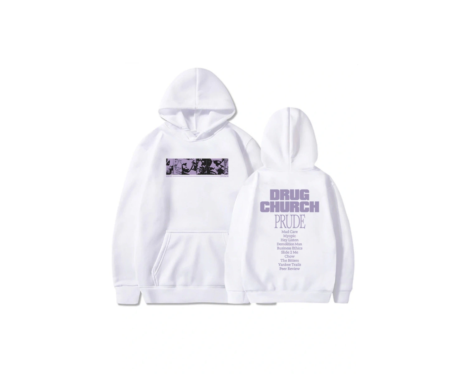 Beyaz Unisex Prude albümü grafik ilaç kilise kapşonlu Con deras C