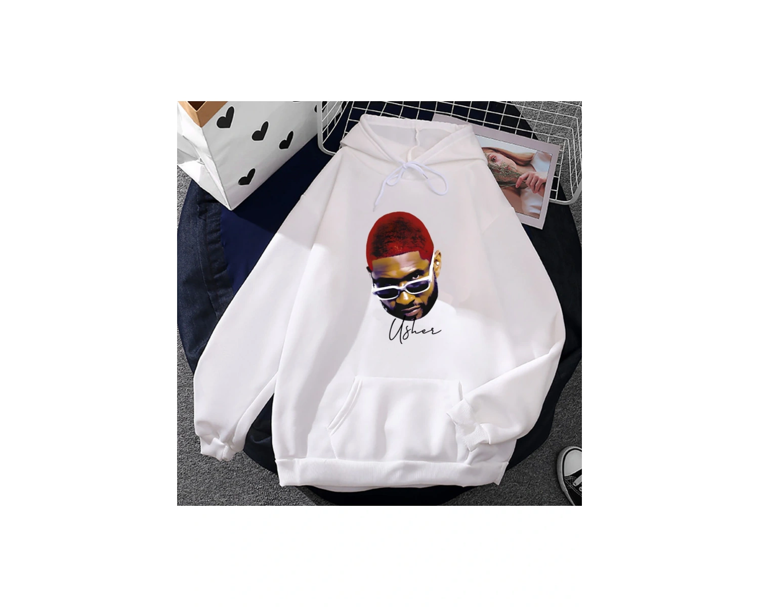 Beyaz Unisex R & B Pop şarkıcı Usher albümü geliyor ev baskı kapşon