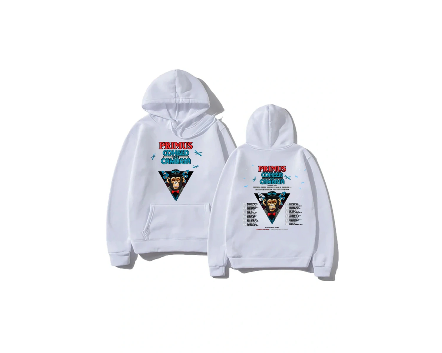 Beyaz Unisex Retro kaya müzik Primusss grafik baskı kapşonlu elbise erkekle