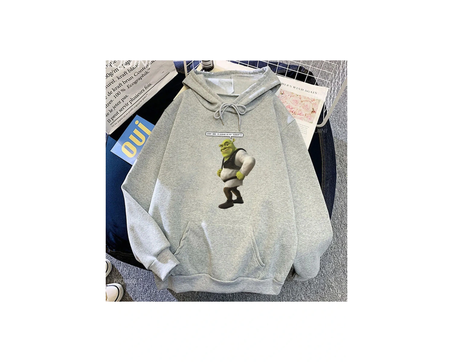 Beyaz Unisex Shrekk Aşk Shrekk1 Hayat Popüler Komik Baskı Sevimlikawaii Anime Hoodie Sonbaha