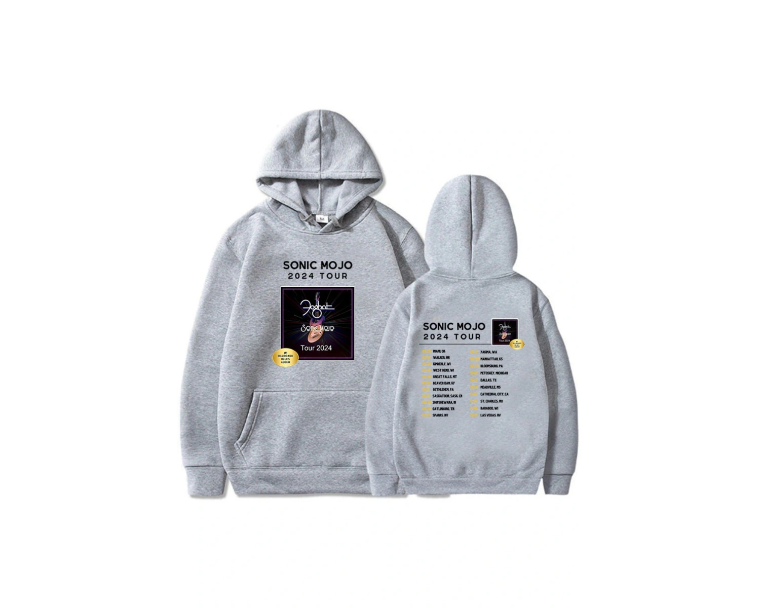 Beyaz Unisex Sonic-mojo Tour Rock Band Foghat Hip Hop Streetwear Winter Long Sleeve Ho