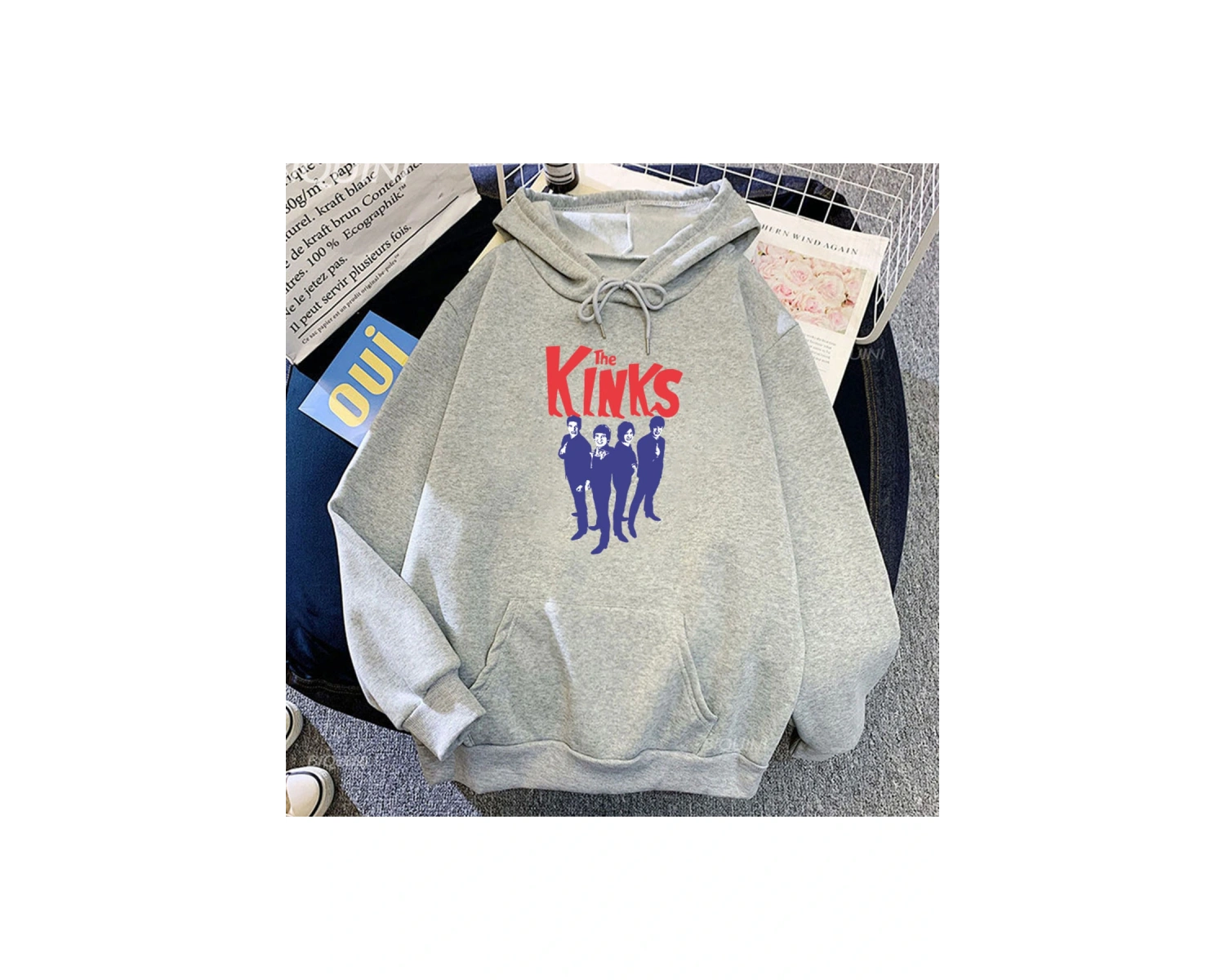 Beyaz Unisex Streetwear Band Kinks Hip Hop rahat Sweatshirts deras