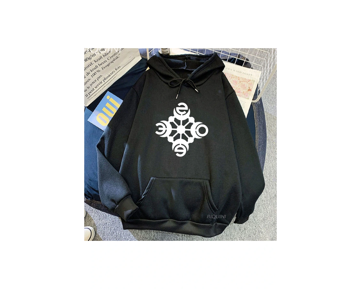 Beyaz Unisex Streetwear Hip Hop rahat 2093 Yeat ağır zihinsel kapşonlu