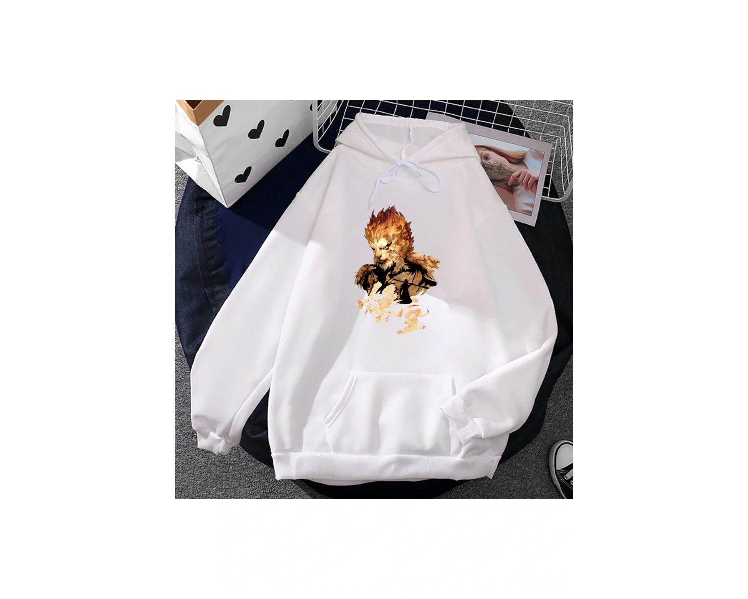 Beyaz Unisex Streetwear siyah efsane Wukongg oyunu grafik kıyafetleri moda rahat yu