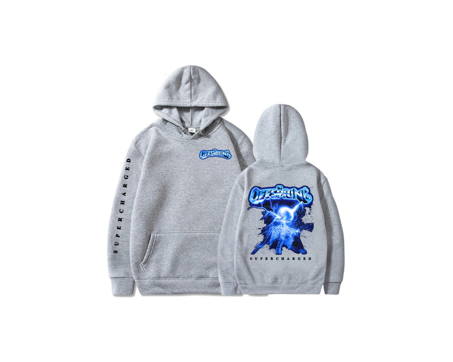 Beyaz Unisex SUPERCHARGED Kapüşonlular The Offspring Rock Grubu Baskı Yeni Albüm Grafik