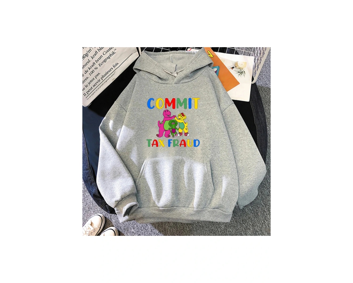Beyaz Unisex Taahhüt vergi dolandırıcılık Hoodie karikatür grafik bas