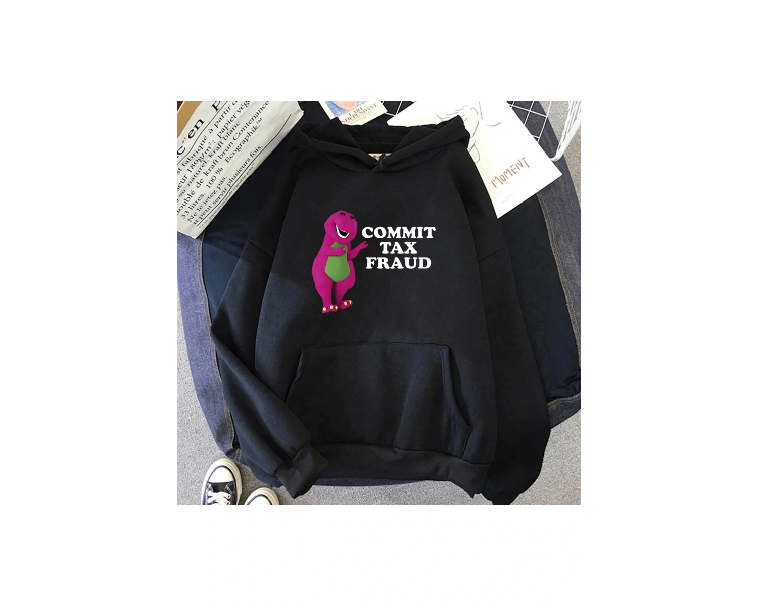 Beyaz Unisex Taahhüt vergi dolandırıcılık karikatür baskı erkekHarajuku