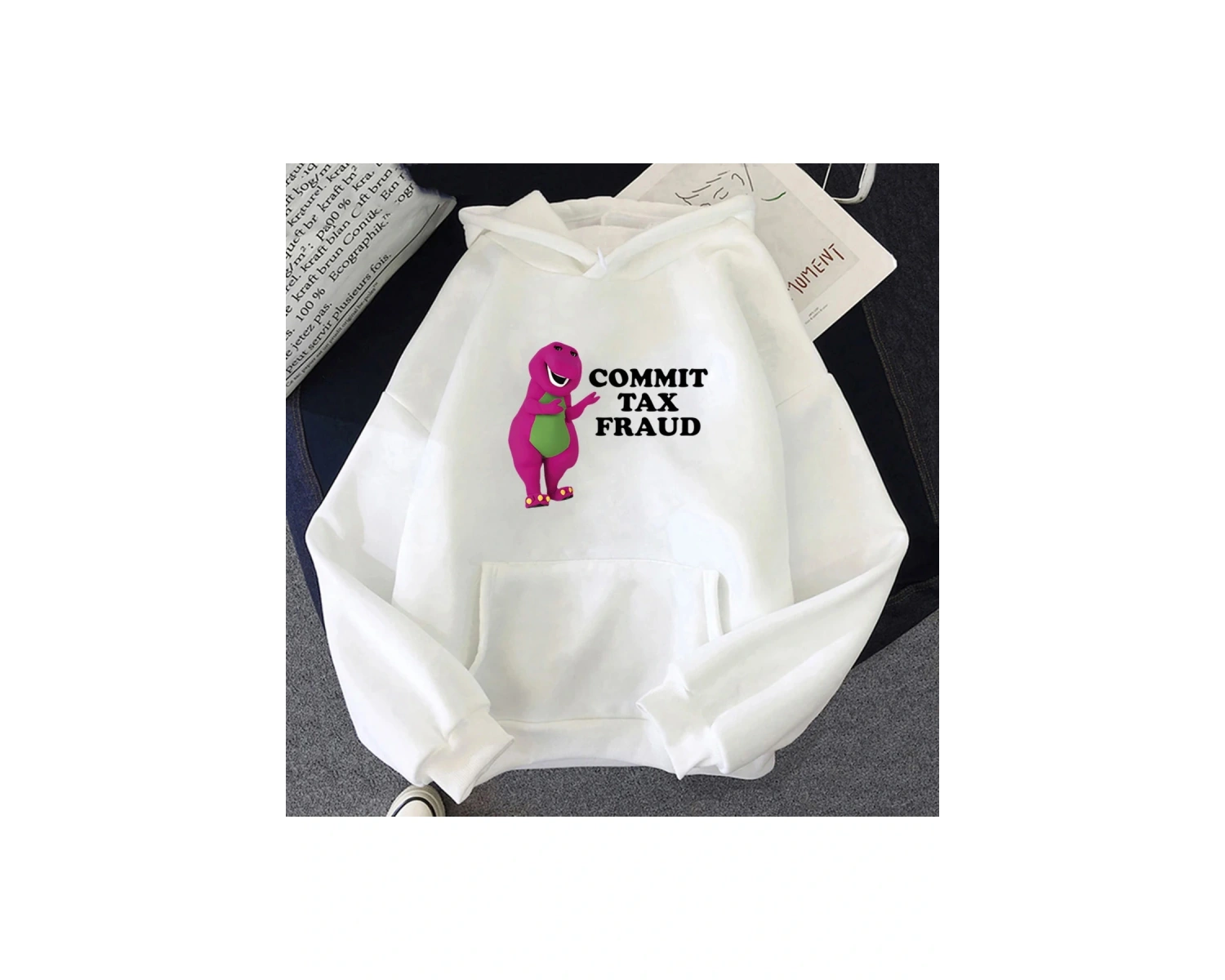 Beyaz Unisex Taahhüt vergi dolandırıcılık karikatür baskı erkekHarajuku