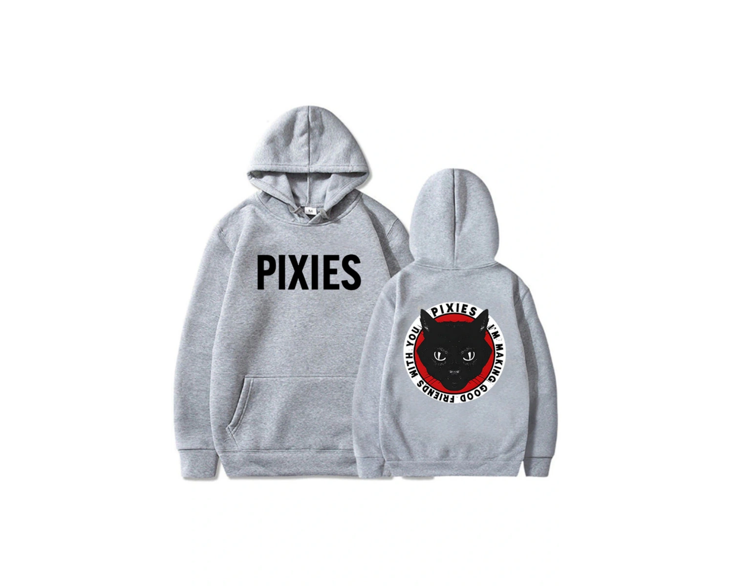 Beyaz Unisex Tame Pixies Band Grafik Baskı Rahat Sokak Modası Kad