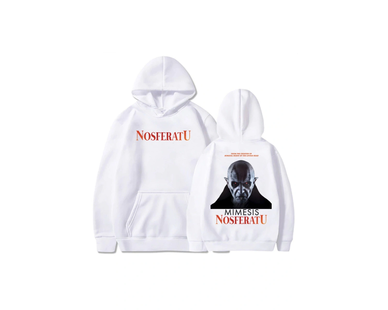 Beyaz Unisex The Vampire Printing Horror Movie Nosferatu Graphic Sweatshirts Long Sleeve MenWomen