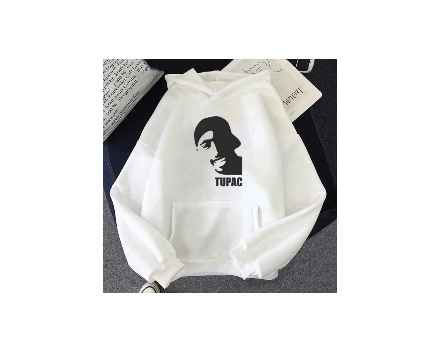 Beyaz Unisex Tupac 2pac Kapüşonlular Moda Punk Manga Grafik Estetik ErkekDö