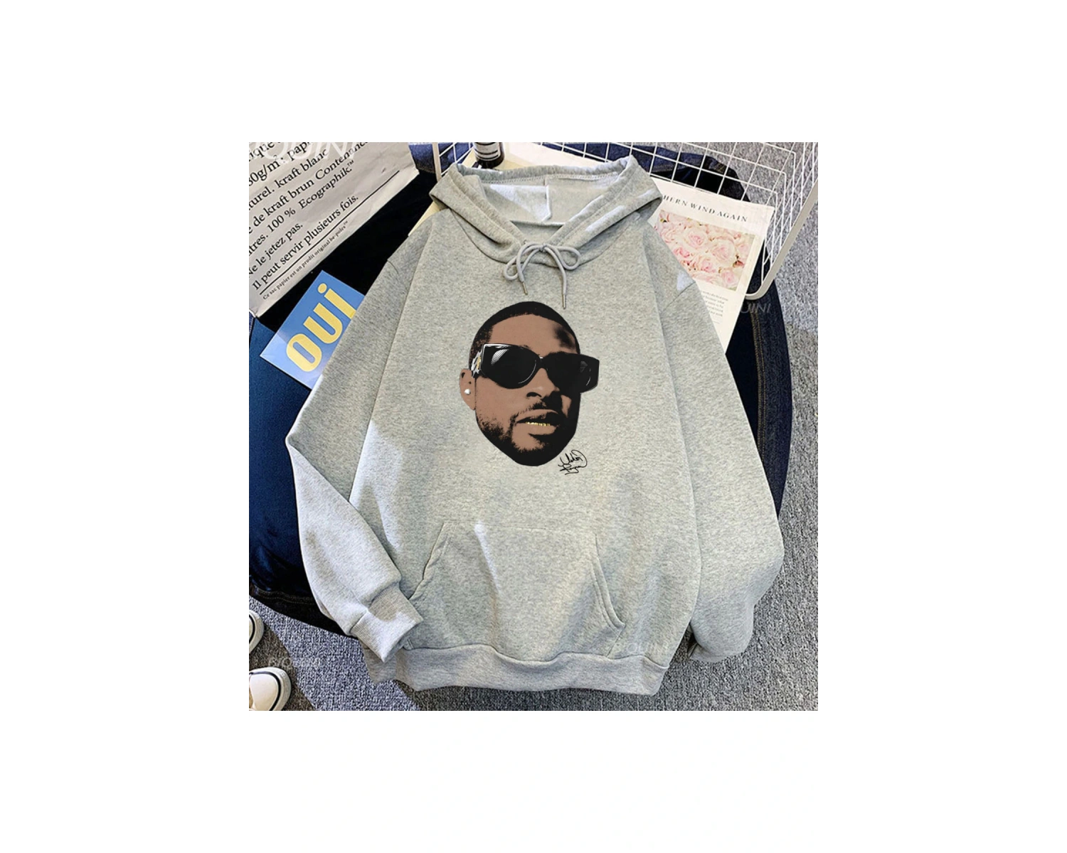 Beyaz Unisex Usher COMING HOME Hoody yeni albüm grafik baskı ile kapşonlu rahat erkekle