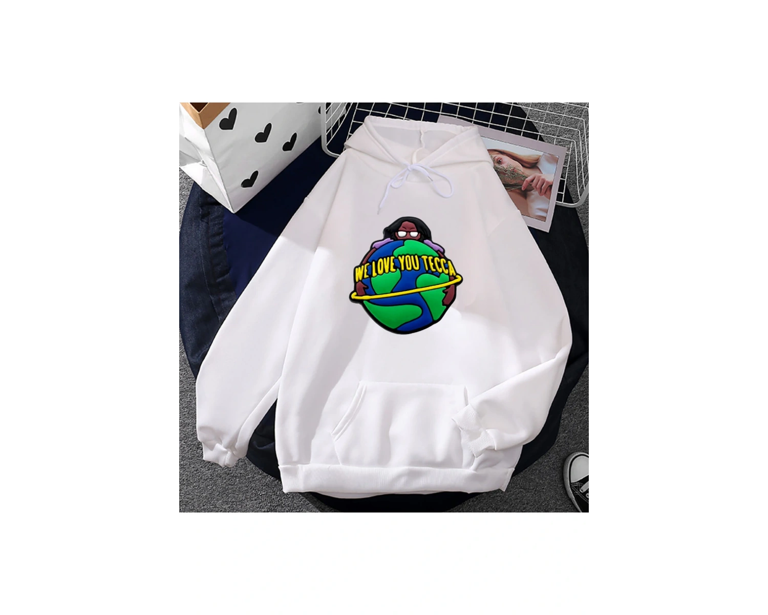 Beyaz Unisex We Love You Lil Tecca Rapper Graphic Heavy Mental Streetwear Hip Hop Long Slee