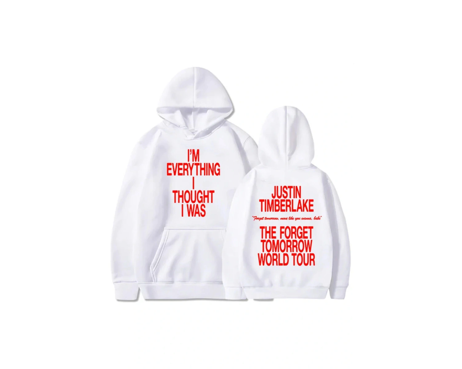 Beyaz Unisex Yarın dünya turu unutmak Justin Timberlake şarkıcı baskı Streetwear Hip Ho