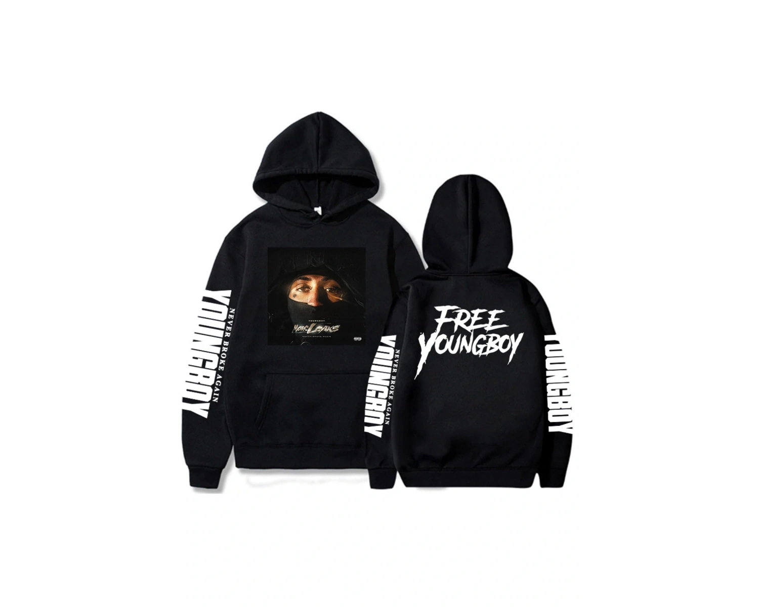 Beyaz Unisex YoungBoy Never Broke Again Daha Fazla Sızıntı Albümü kapüşonlu e