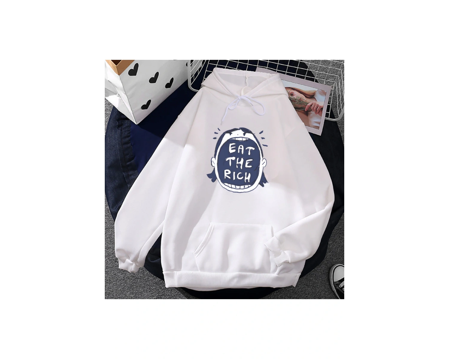 Beyaz Unisex Zengin komik grafik Eat deras Hombre yemekekrahat k