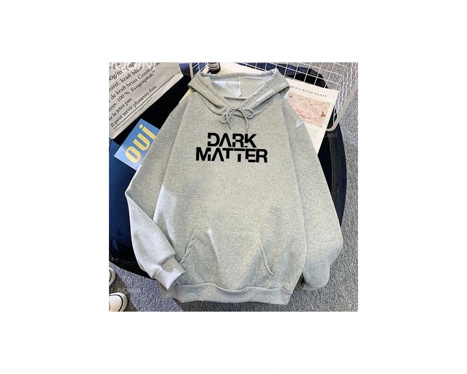 Beyaz Unisexi koyu madde grafik Ropa Hombre Winter deras güz kapşonlu