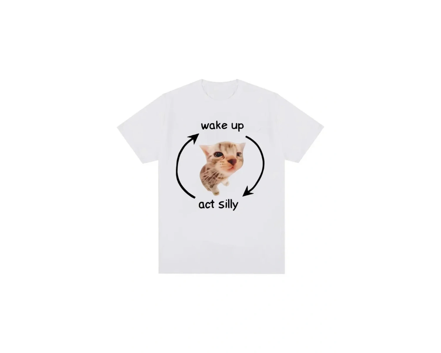 Beyaz Uyandırma yasası aptal Meme grafik komik sevimli kedi baskı k