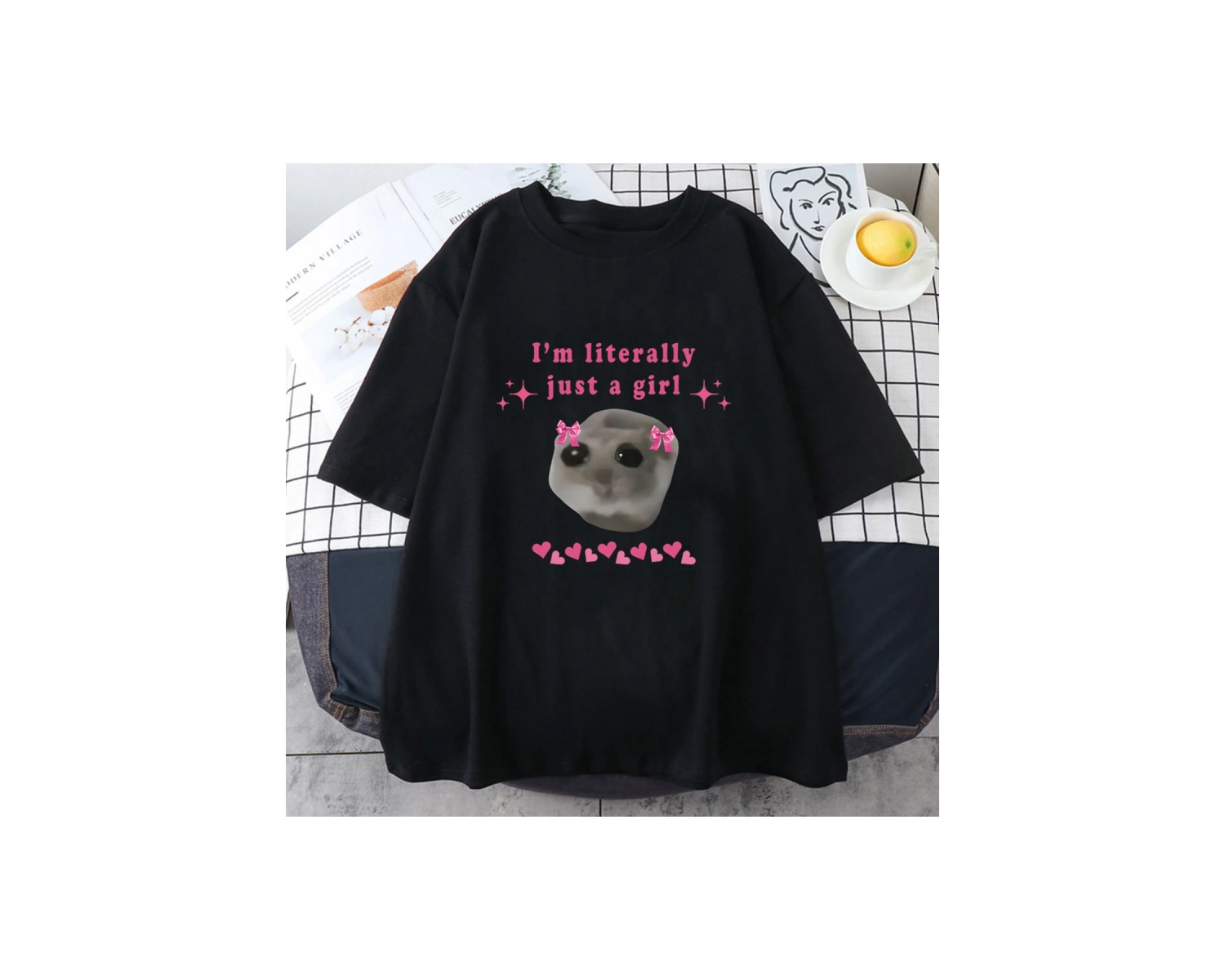 Beyaz Üzgün Hamster Tshirt ben sadece bir mektup