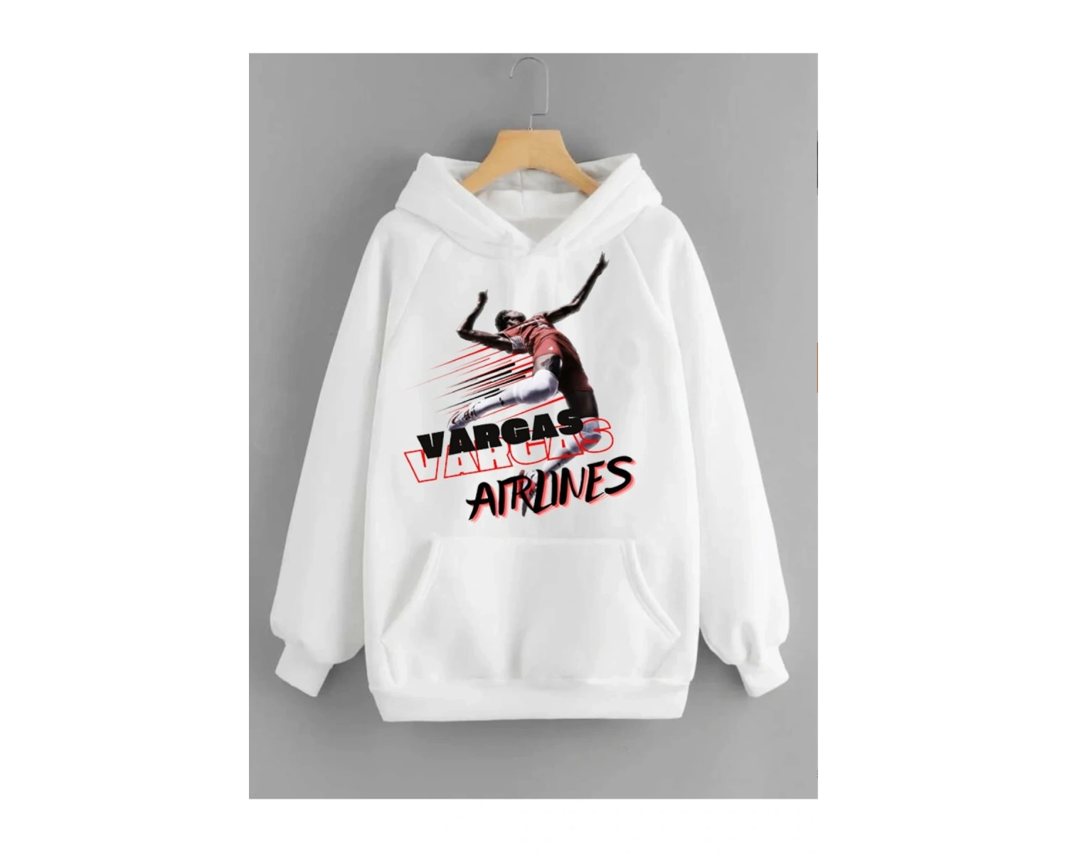Beyaz Vargas Baskılı Oversize Kapuşonlu Unisex Sweatshirt Bsgvargas