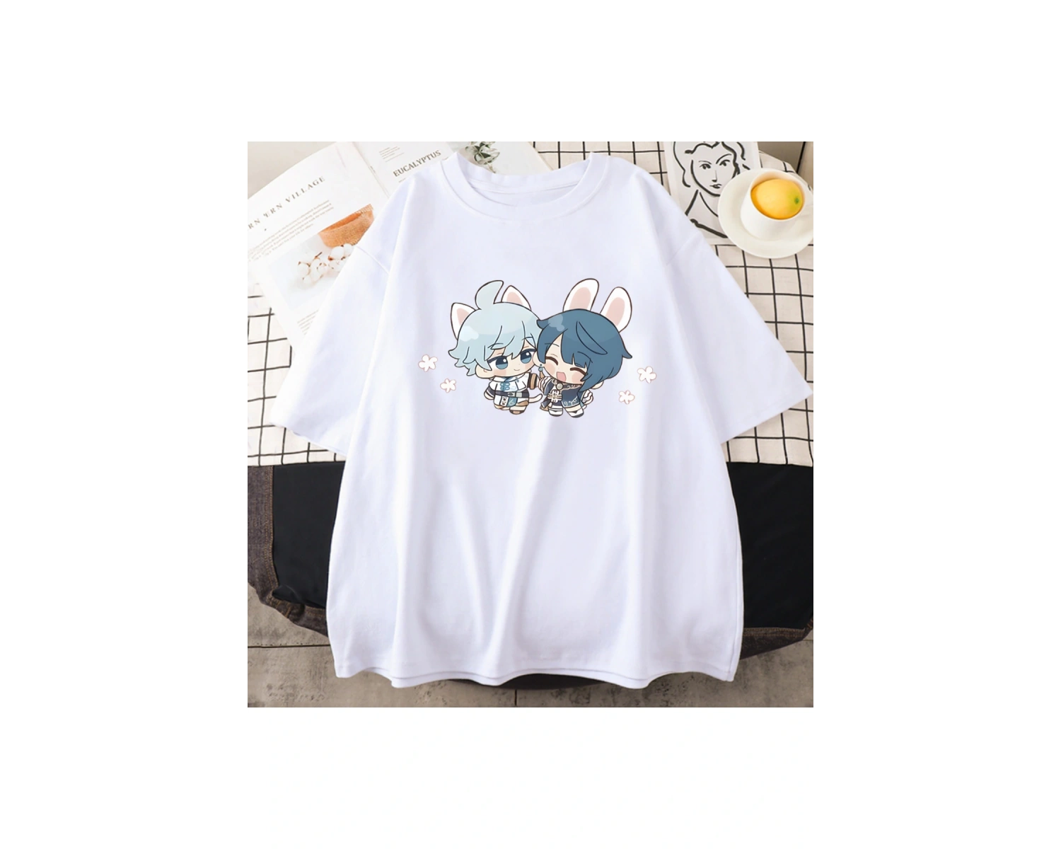 Beyaz Xingqiu ve Chongyun Bunny sevimli Genshin darbe Kawaii