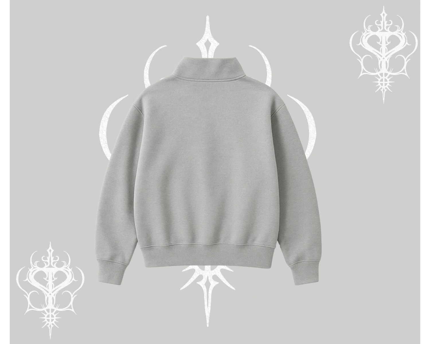 Beyaz Yarım Fermuarlı Sweatshirt Autumn Spider