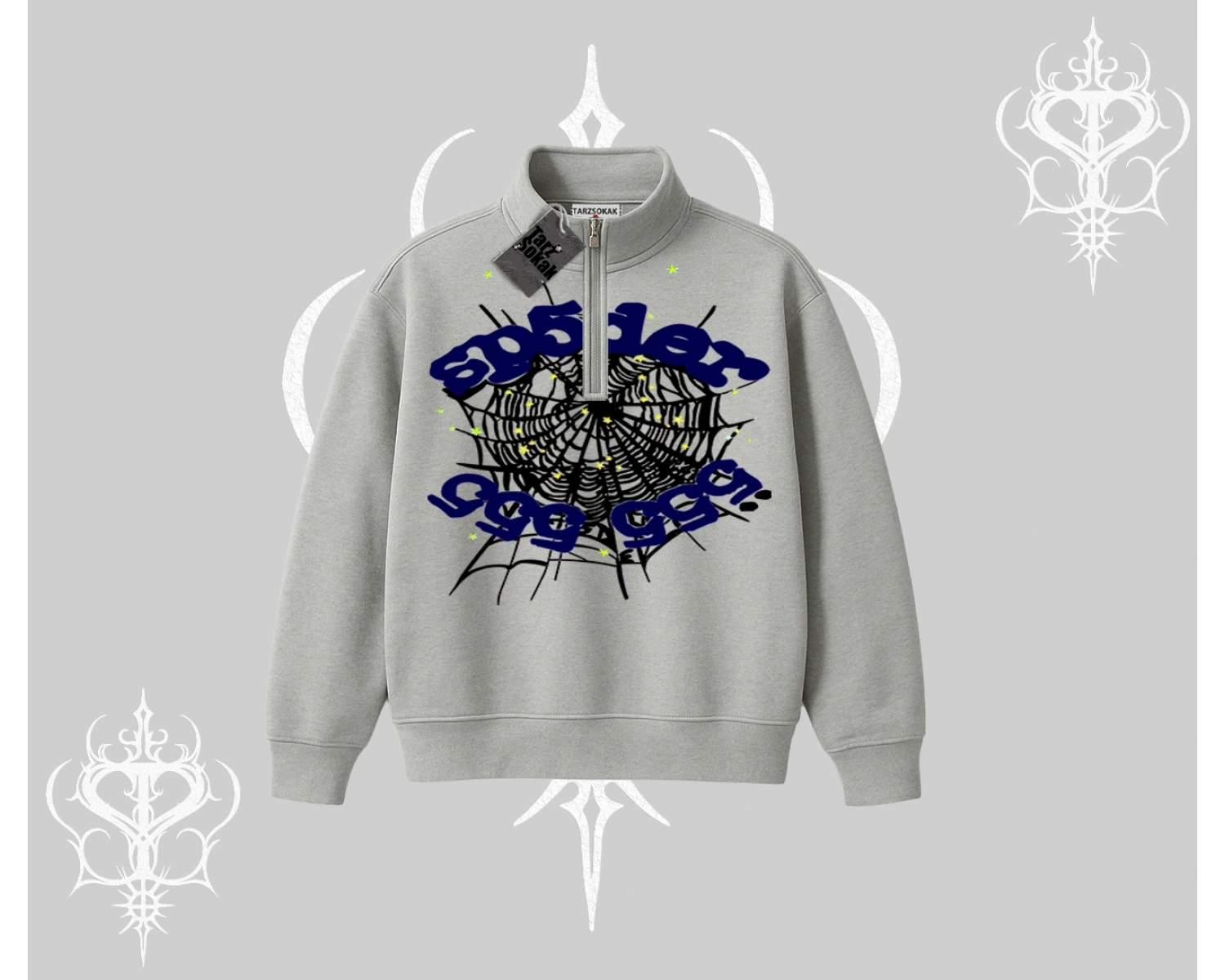 Beyaz Yarım Fermuarlı Sweatshirt Sp55der