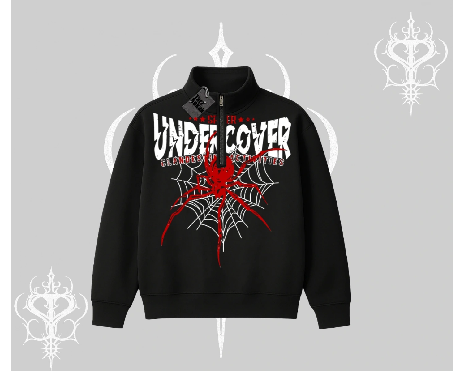 Beyaz Yarım Fermuarlı Sweatshirt Spider Undercover
