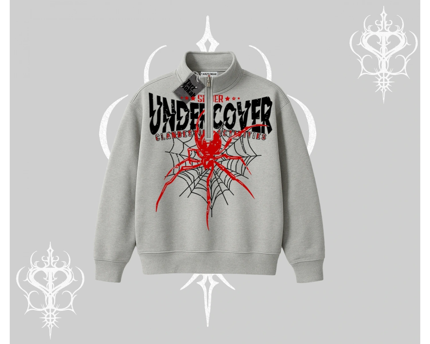 Beyaz Yarım Fermuarlı Sweatshirt Spider Undercover