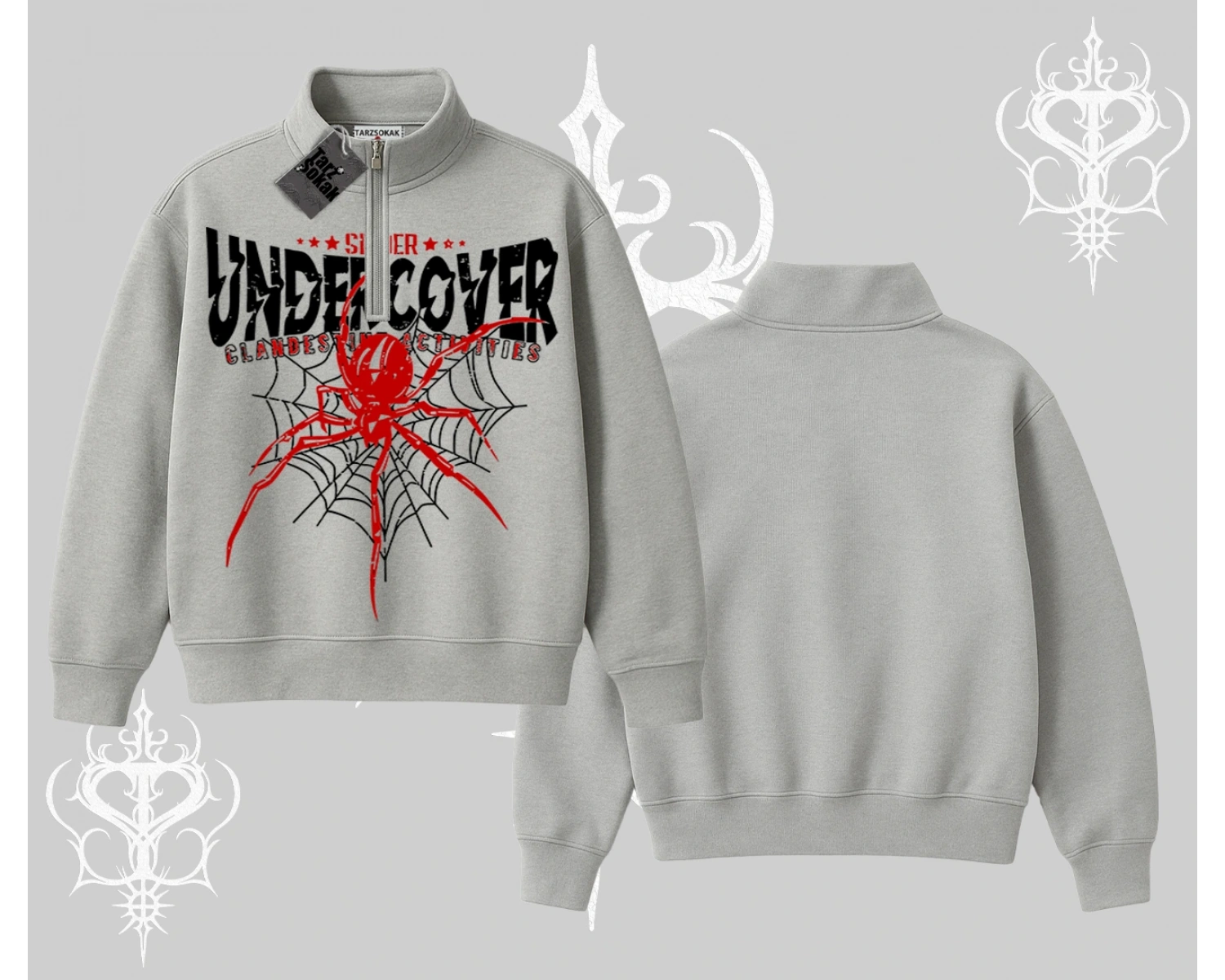 Beyaz Yarım Fermuarlı Sweatshirt Spider Undercover