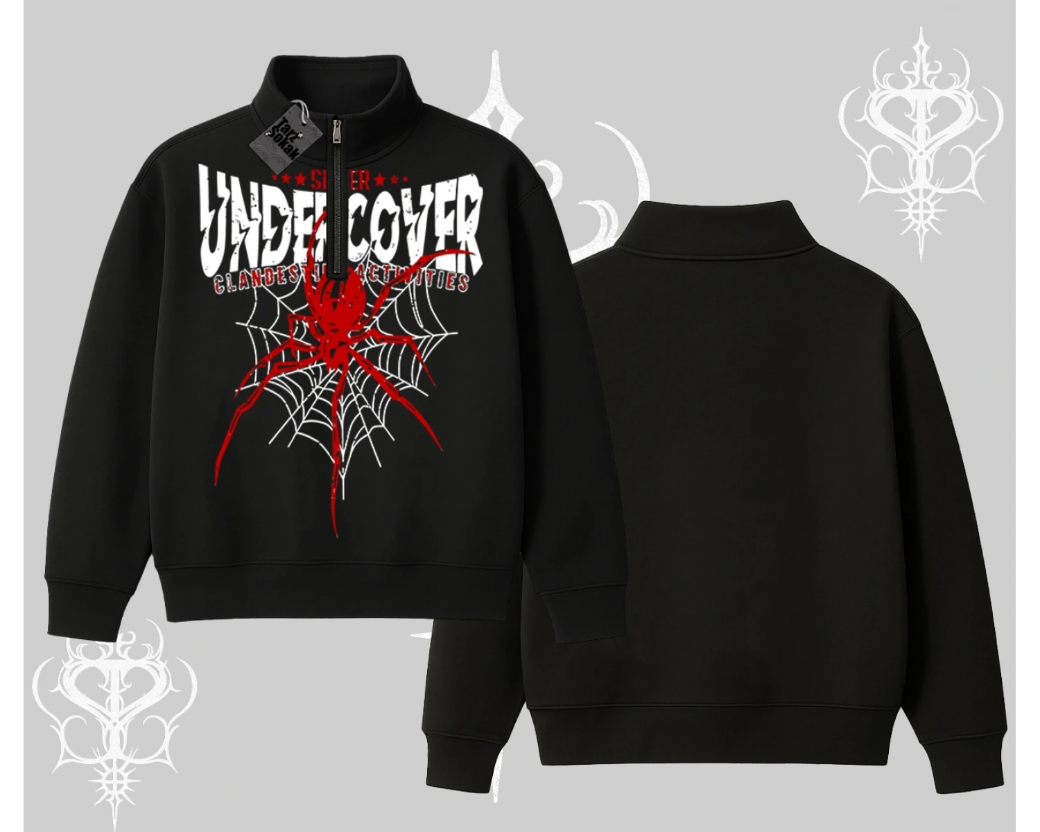 Beyaz Yarım Fermuarlı Sweatshirt Spider Undercover