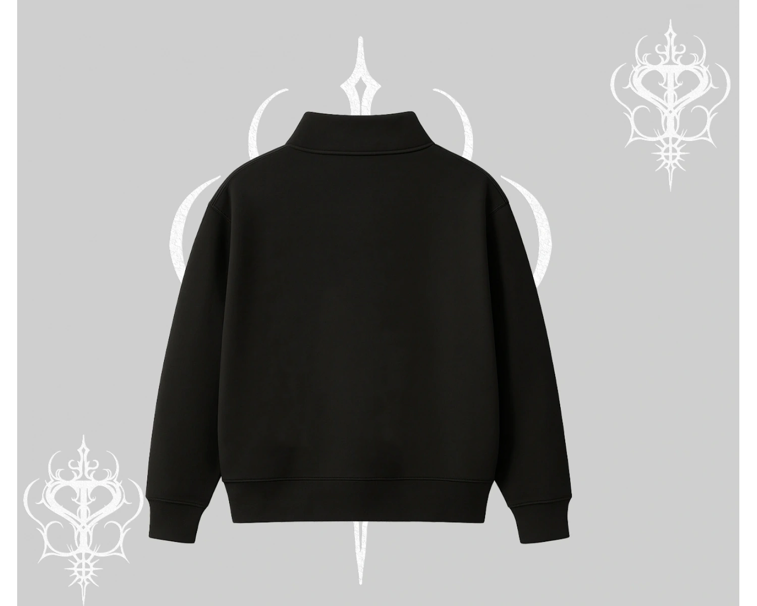 Beyaz Yarım Fermuarlı Sweatshirt Vampir Dış