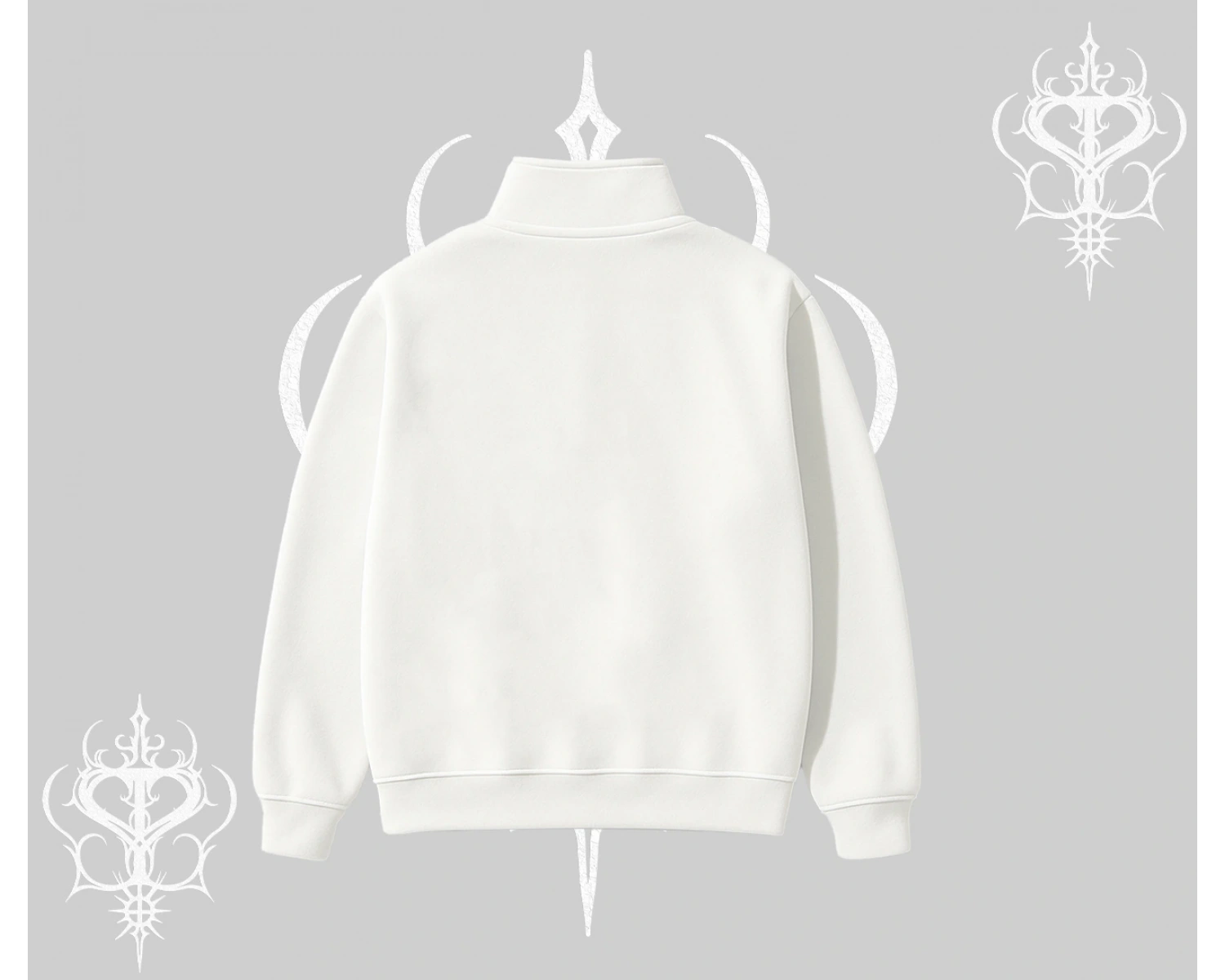 Beyaz Yarım Fermuarlı Sweatshirt Why are u Scared